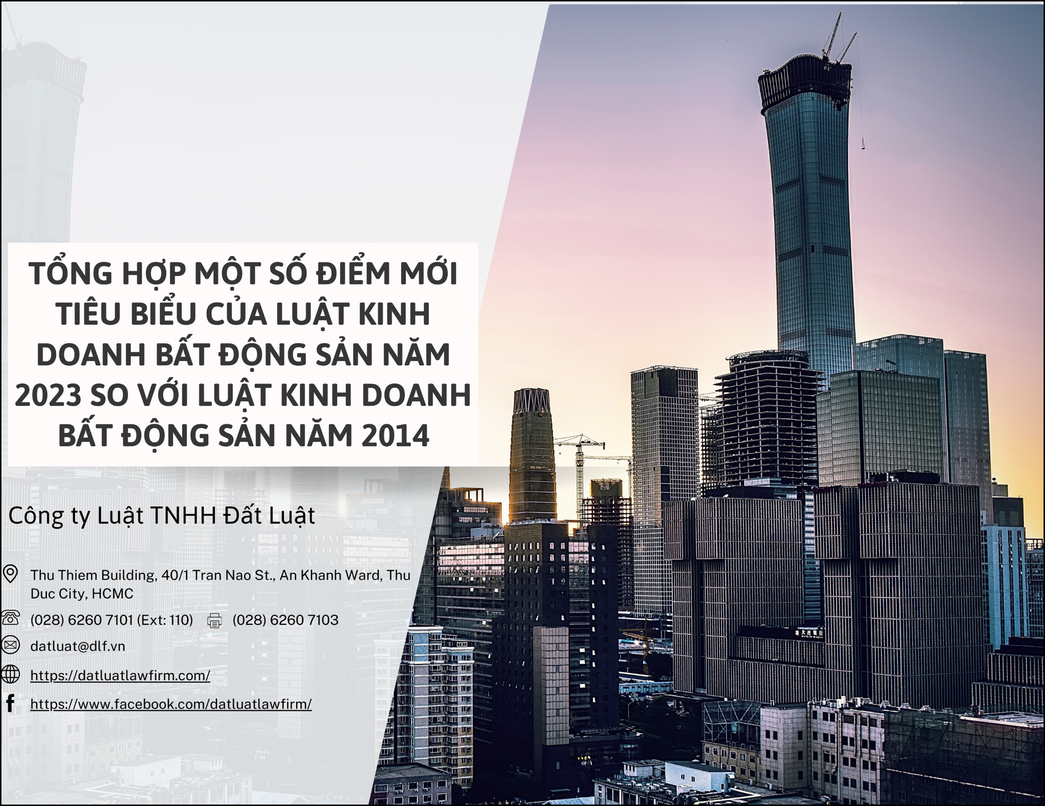 TỔNG HỢP MỘT SỐ ĐIỂM MỚI TIÊU BIỂU CỦA LUẬT KINH DOANH BẤT ĐỘNG SẢN NĂM 2023 SO VỚI LUẬT KINH DOANH BẤT ĐỘNG SẢN NĂM 2014